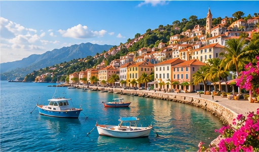 Colorful coastal European village